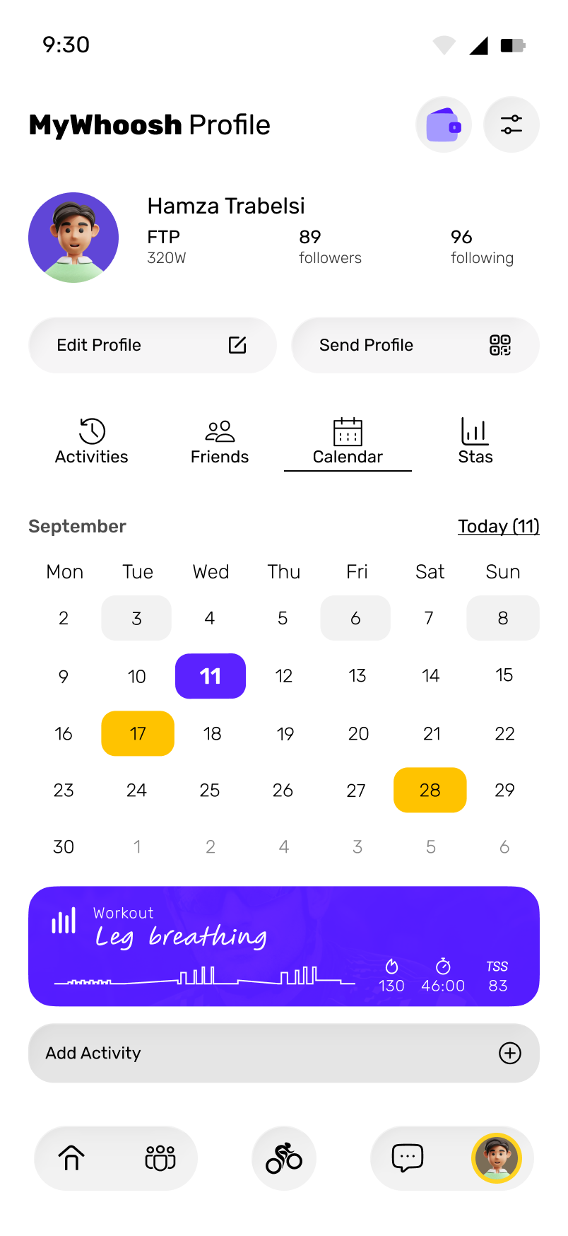 Training calendar